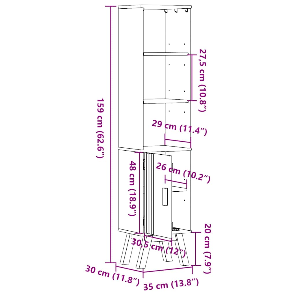 Mobile da Bagno con lo scaffale Olden Marrone 35 x 30 x 159 cm | homemem39
