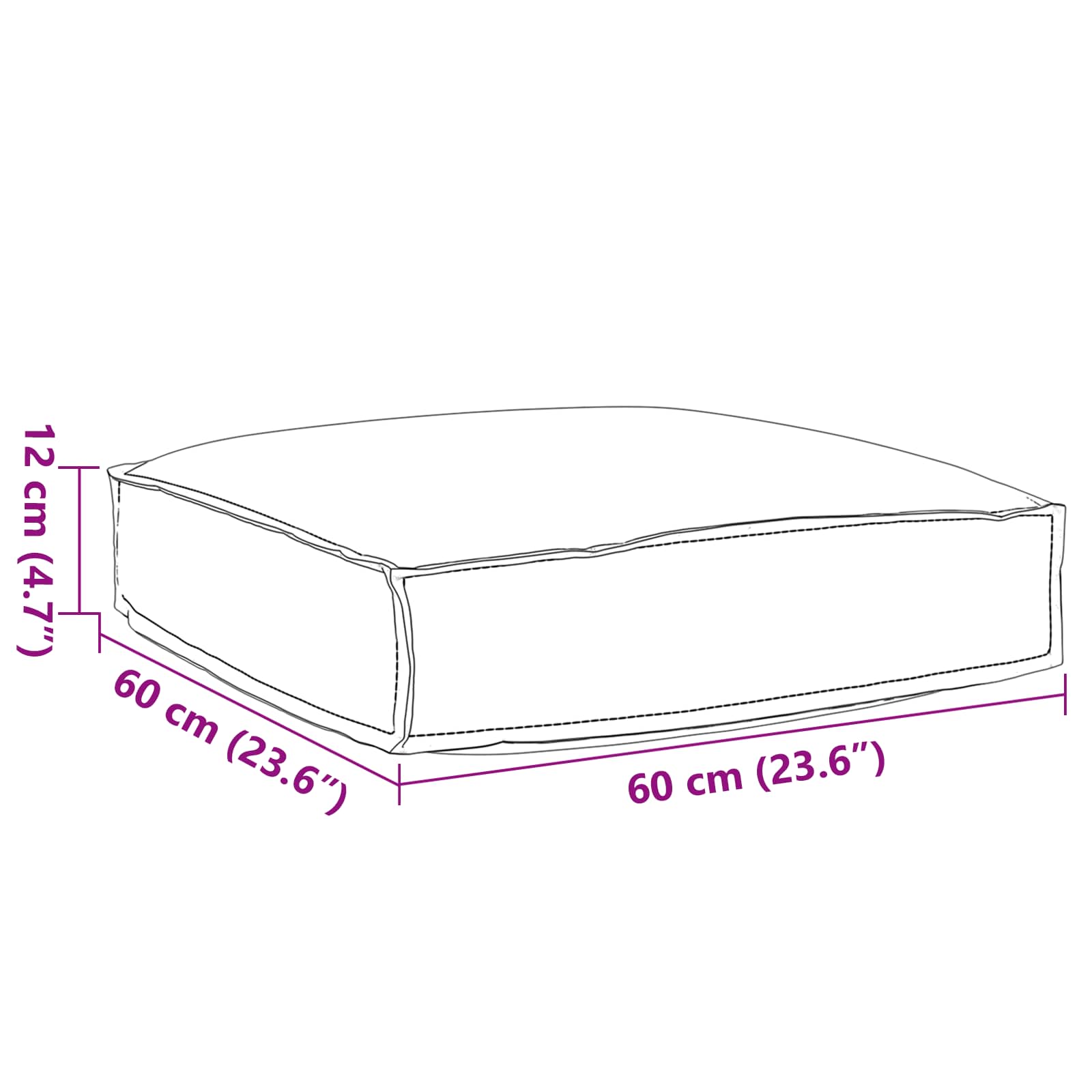 Cuscino Crema 60 x 60 x 12 cm Tessuto Oxford | homemem39