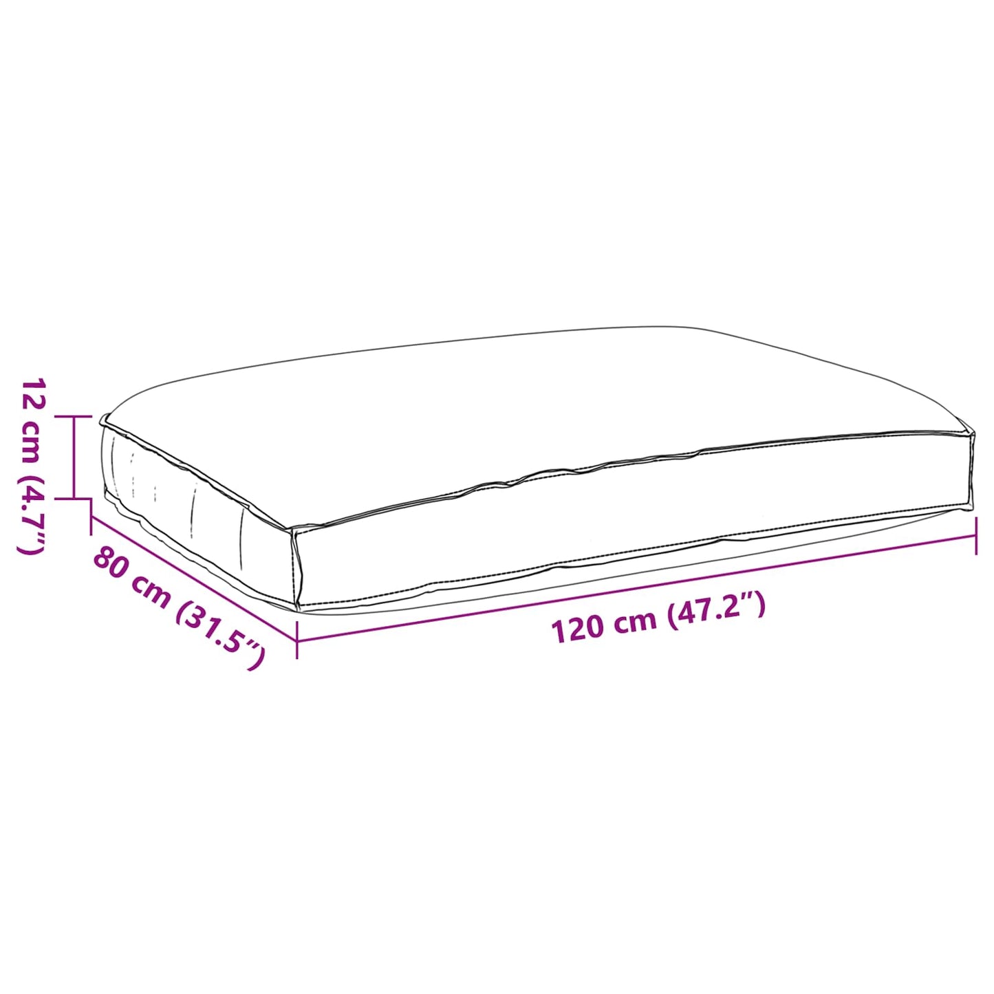 Cuscino Antracite 120 x 80 x 12 cm Tessuto Oxford | homemem39