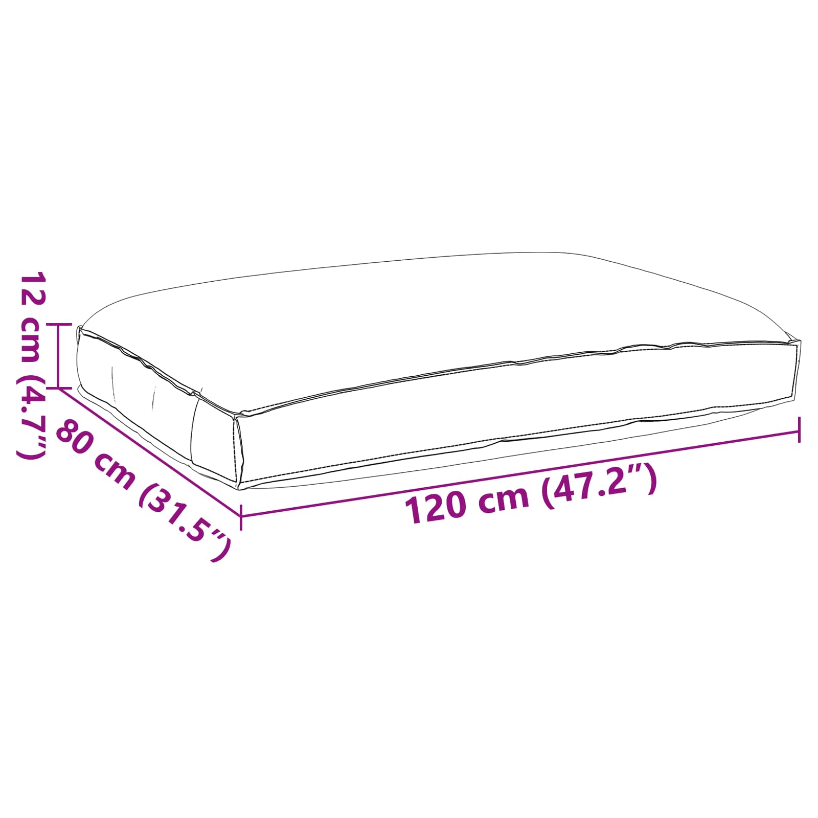 Cuscino Blu Reale 120 x 80 x 12 cm Tessuto Oxford | homemem39