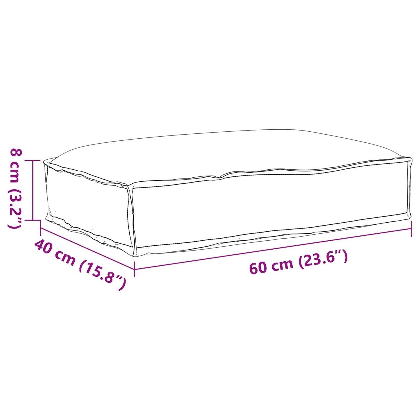 Cuscino Nero 60 x 40 x 8 cm Tessuto Oxford | homemem39