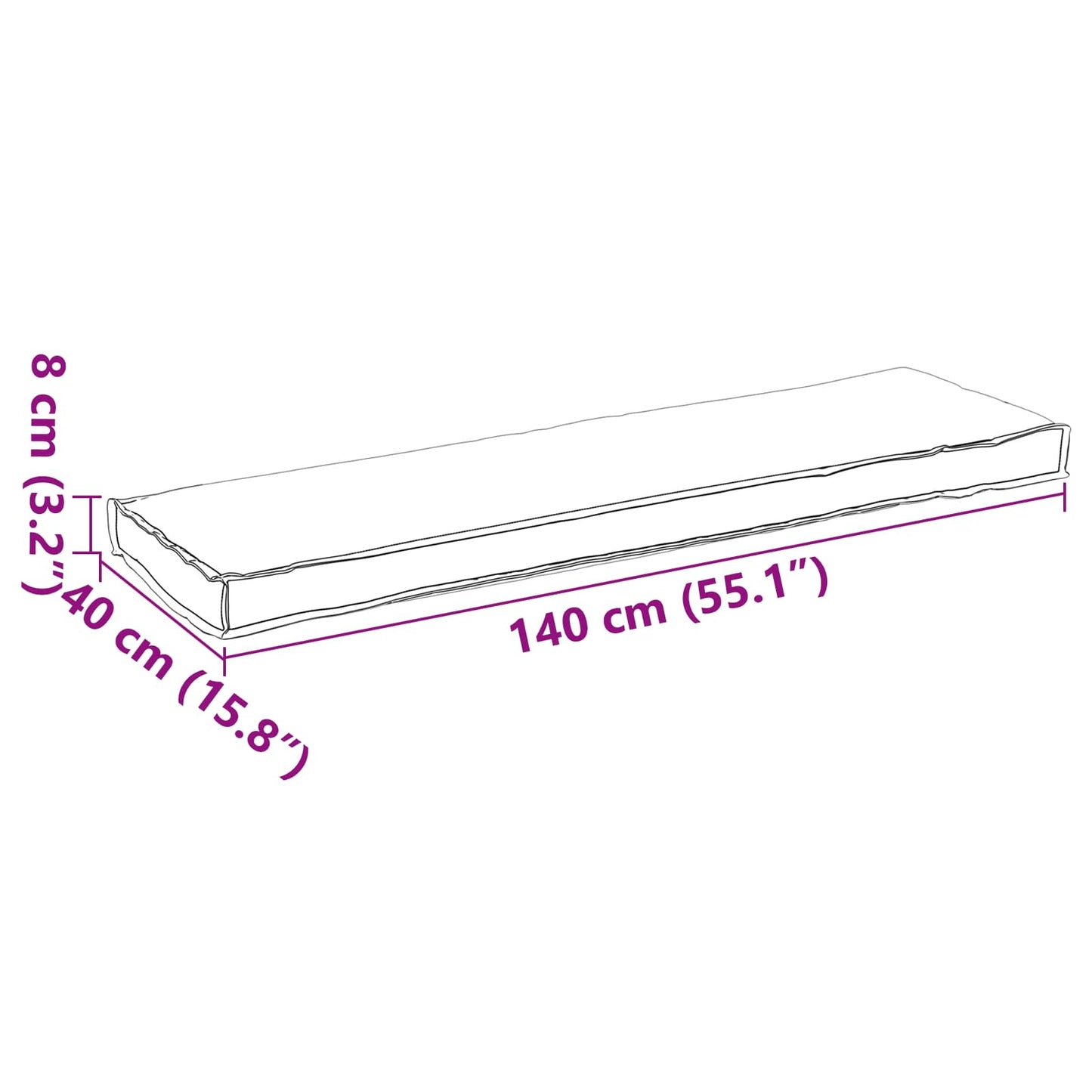 Cuscino Antracite 140 x 40 x 8 cm Tessuto Oxford | homemem39