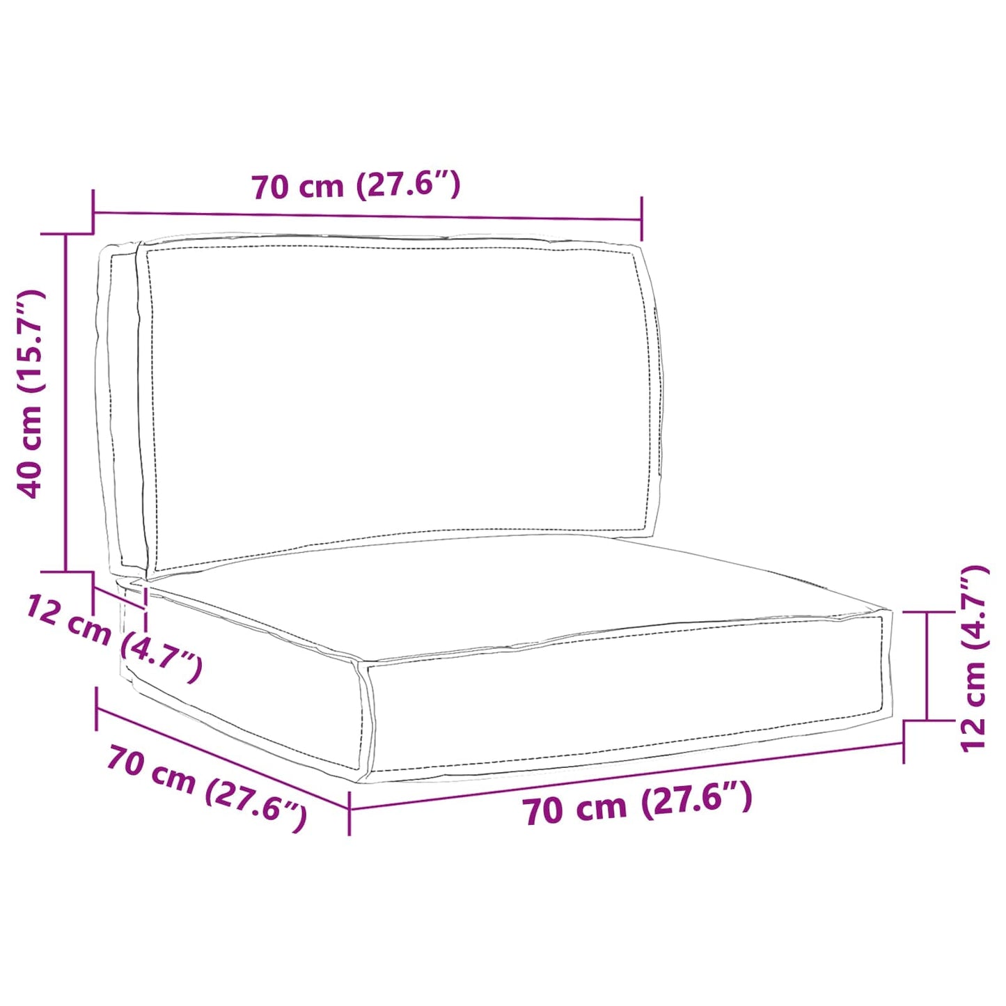 Set di Cuscini per Pallet 2 pcs Rosso Vino Tessuto Oxford | homemem39