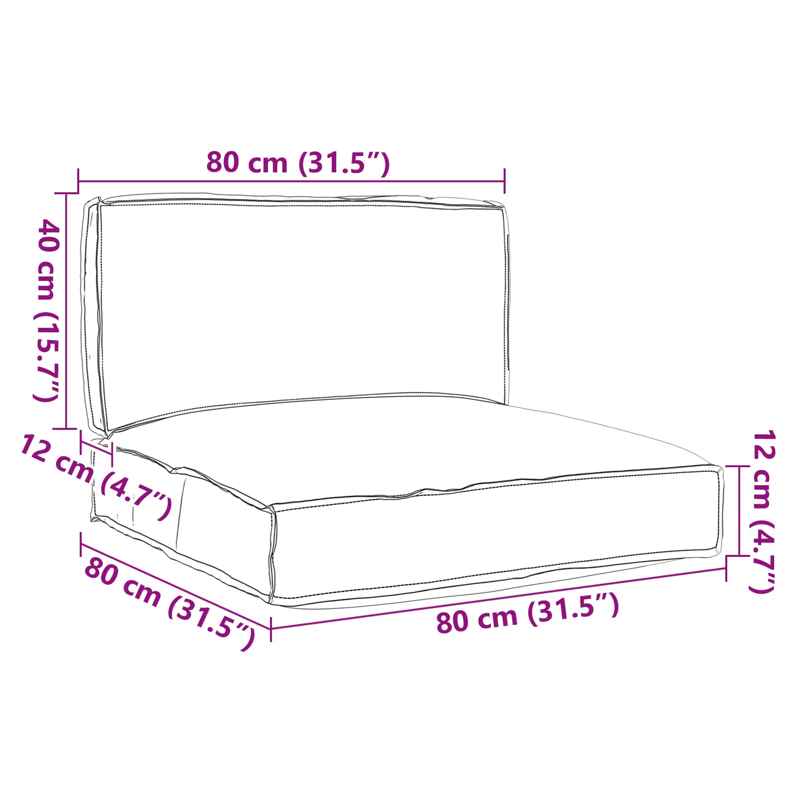 Set di Cuscini per Pallet 2 pcs Rosso Vino Tessuto Oxford | homemem39