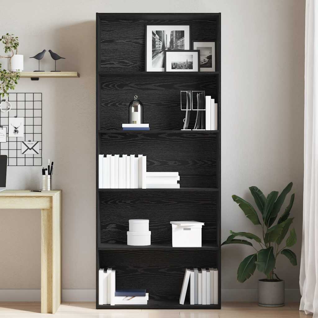 Libreria Rovere Nera 80x30x189 cm in Legno Multistrato