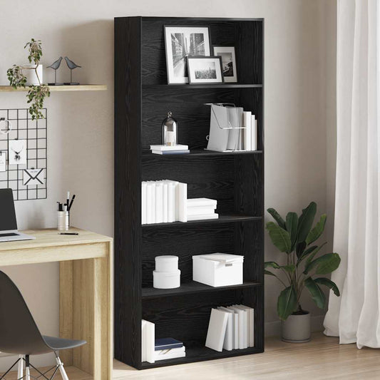 Libreria Rovere Nera 80x30x189 cm in Legno Multistrato | homemem39