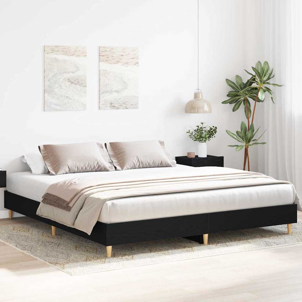 Struttura del letto Rovere Nero 203 x 203 x 25 cm | homemem39