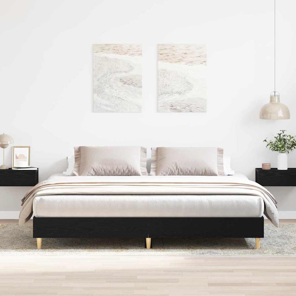Struttura del letto Rovere Nero 203 x 163 x 25 cm
