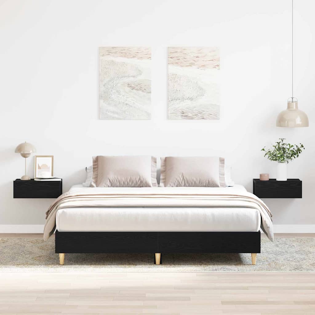 Struttura del letto Rovere Nero 203 x 153 x 25 cm