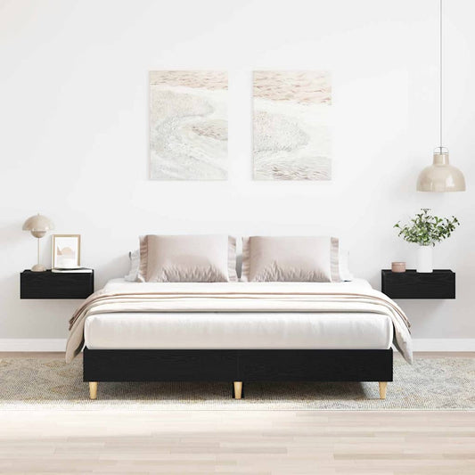 Struttura del letto Rovere Nero 203 x 153 x 25 cm