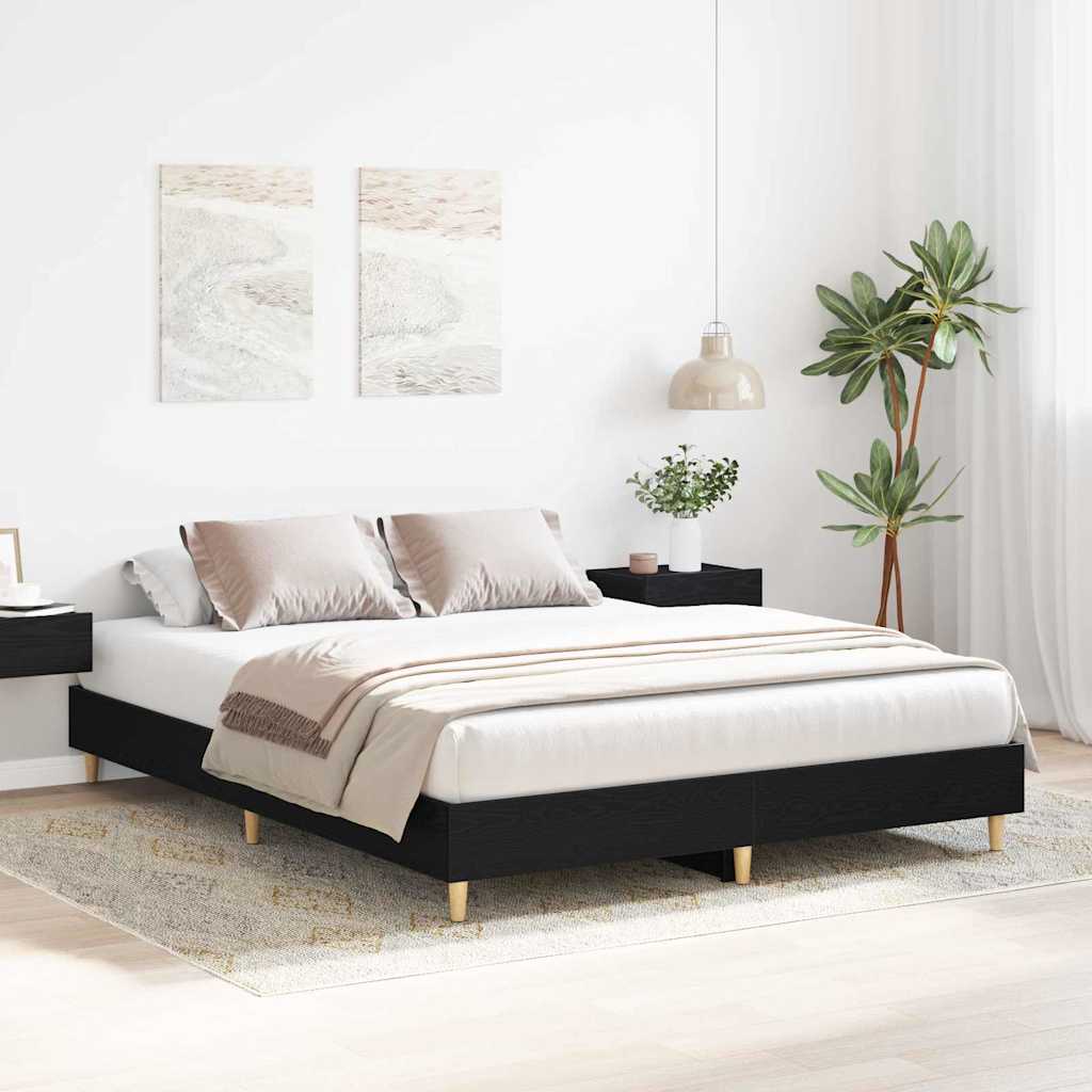 Struttura del letto Rovere Nero 140 x 200 cm Legno multistrato