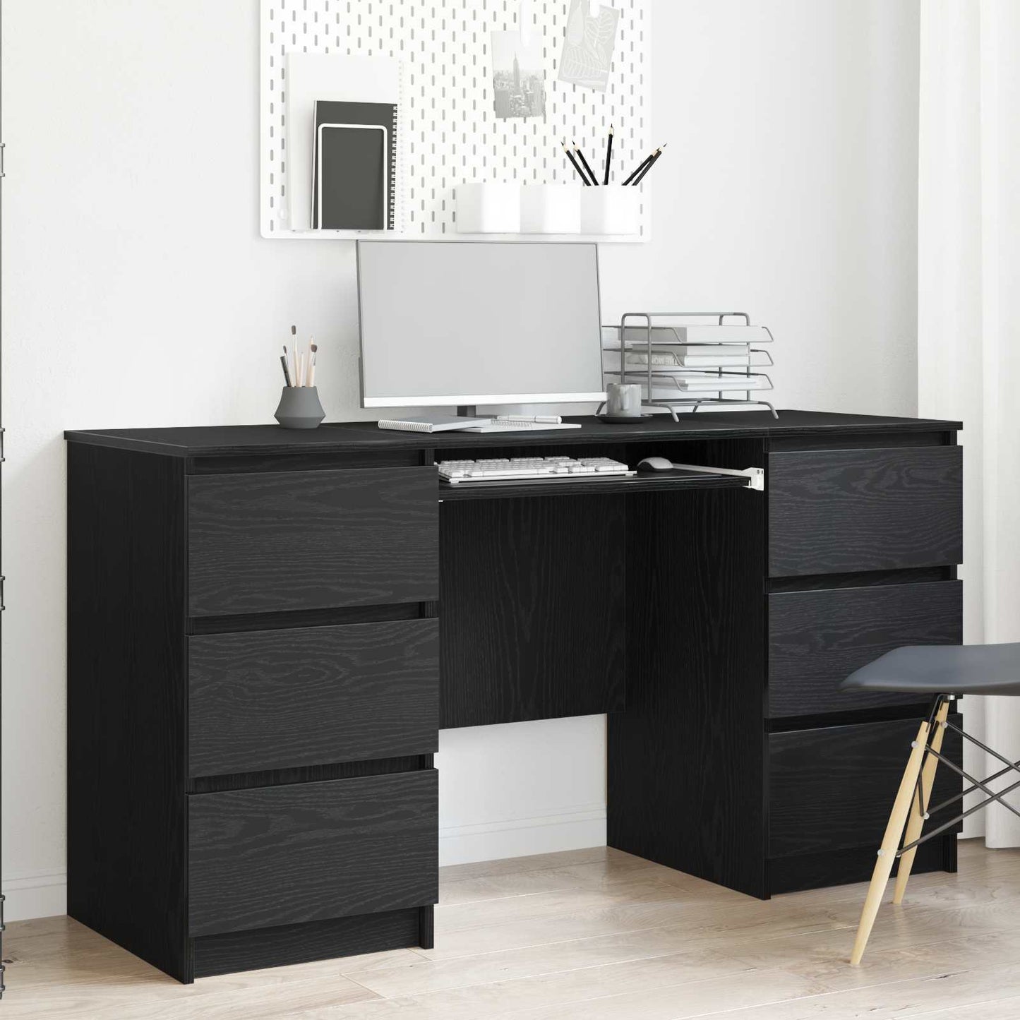 Scrivania Rovere Nero 140 x 50 x 76 cm Legno multistrato