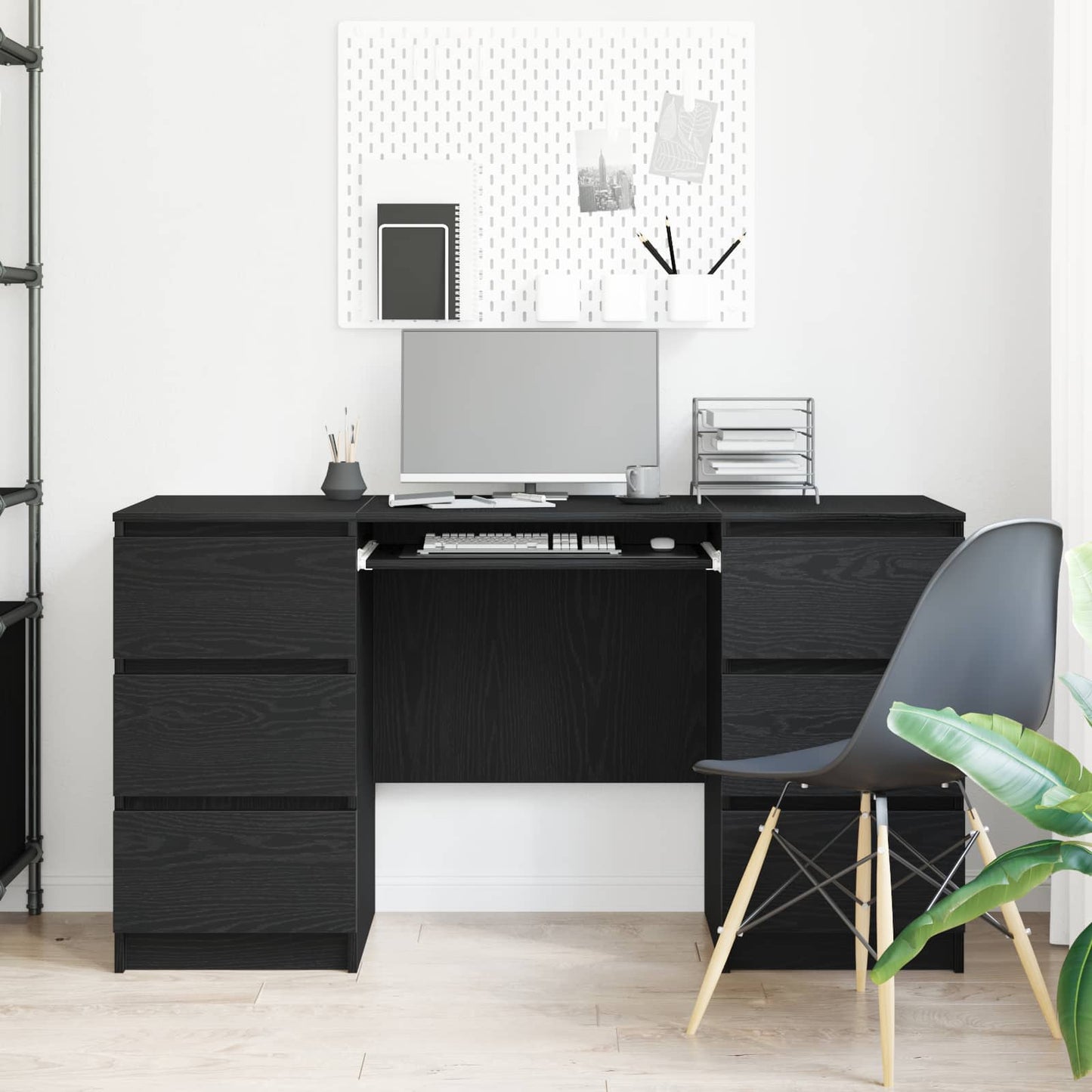 Scrivania Rovere Nero 140 x 50 x 76 cm Legno multistrato