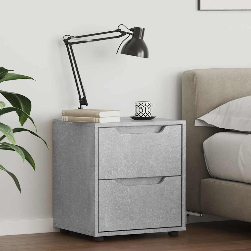 Comodino VISNES Grigio Cemento 45x40x50 cm in Legno Multistrato | homemem39
