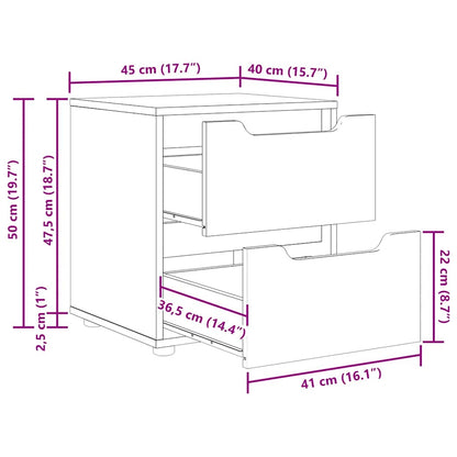 Comodino VISNES Grigio Cemento 45x40x50 cm in Legno Multistrato | homemem39