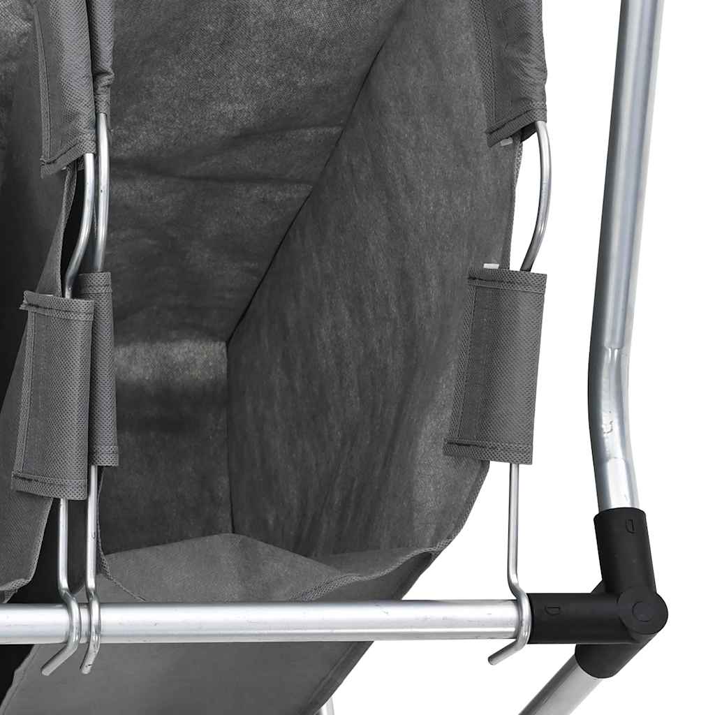 Cesto Portabiancheria con Ruote 4 Scomparti Grigio