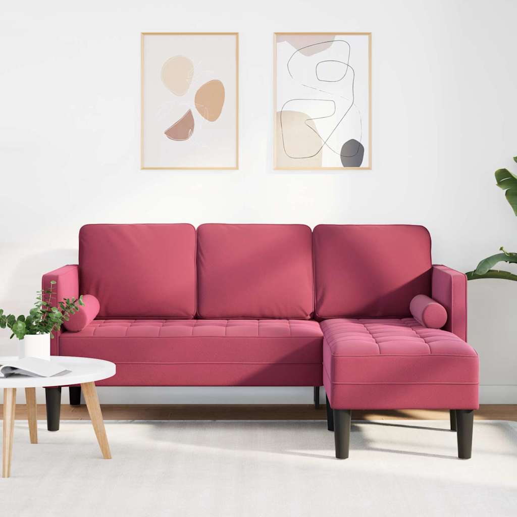 Set di divani con cuscino Rosso Vino Poliestere