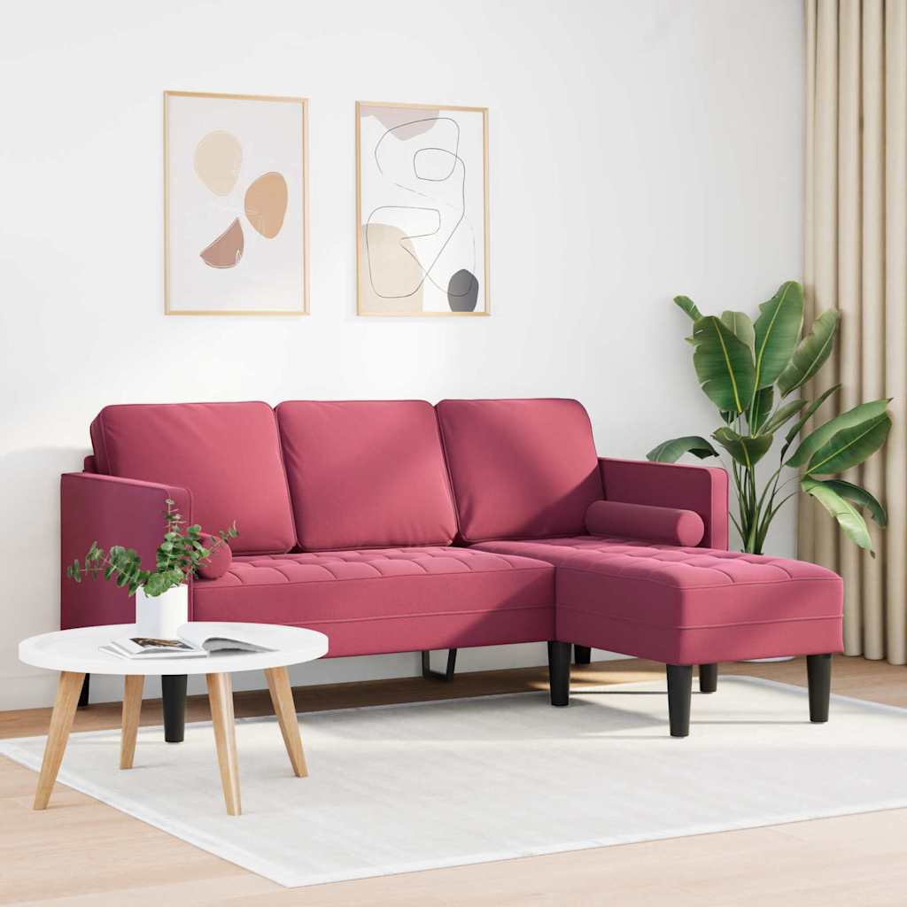 Set di divani con cuscino Rosso Vino Poliestere