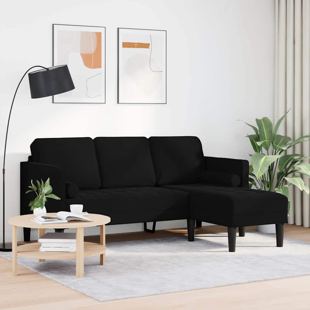 Set di divani con cuscino Nero Poliestere