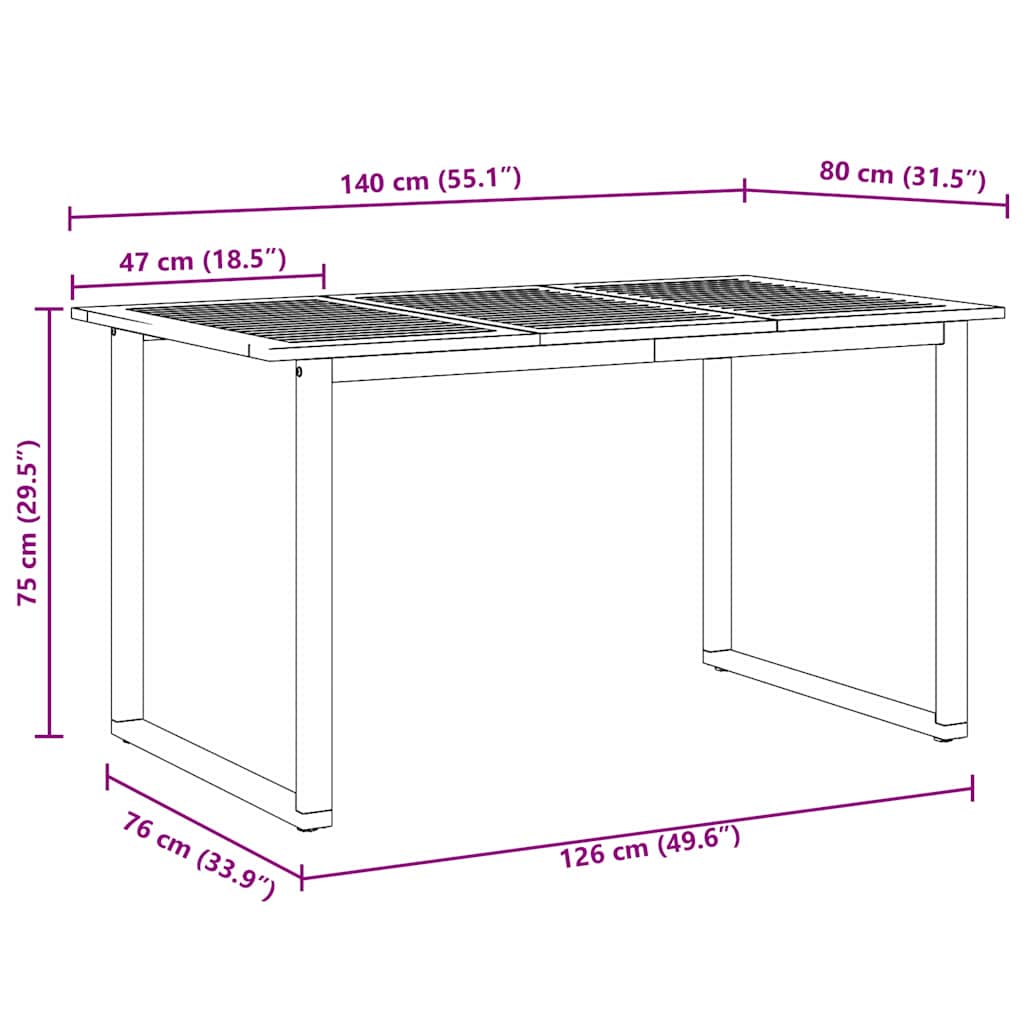 Tavolo da Giardino Grigio 140 x 80 x 75 cm | homemem39