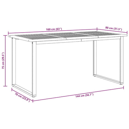 Tavolo da Pranzo da Giardino Grigio 160 x 80 x 75 cm