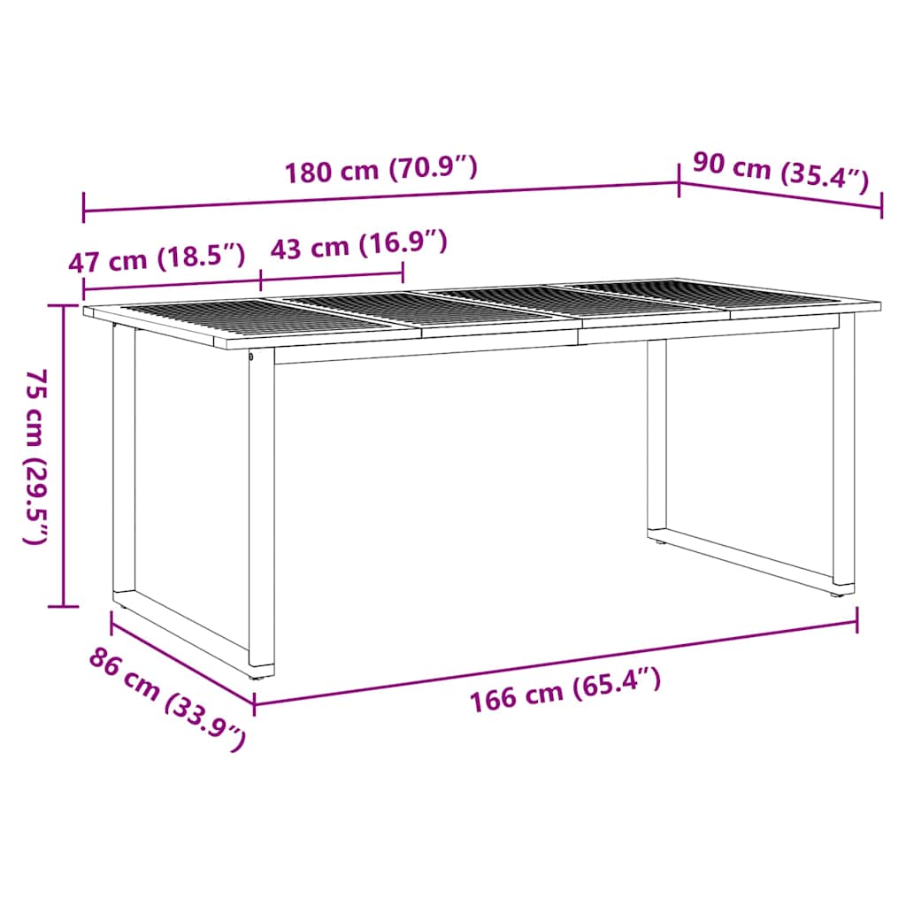Tavolo da Giardino Grigio 180 x 90 x 75 cm | homemem39