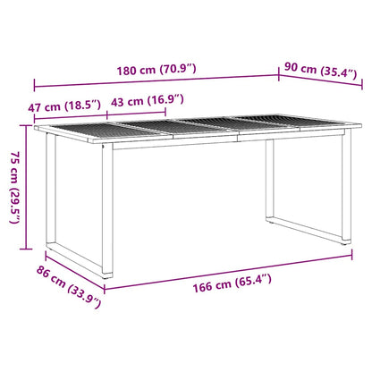 Tavolo da Giardino Grigio 180 x 90 x 75 cm | homemem39