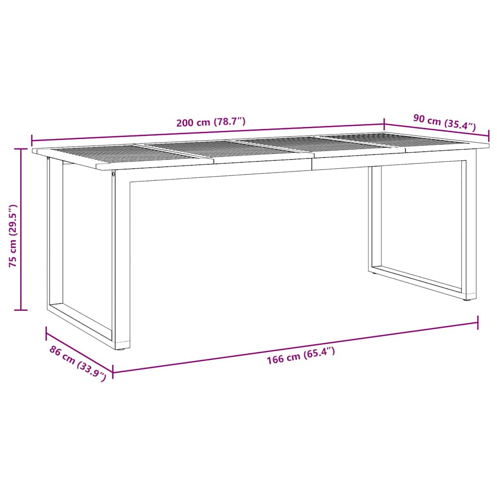 Tavolo da Giardino Grigio 200 x 90 x 75 cm | homemem39