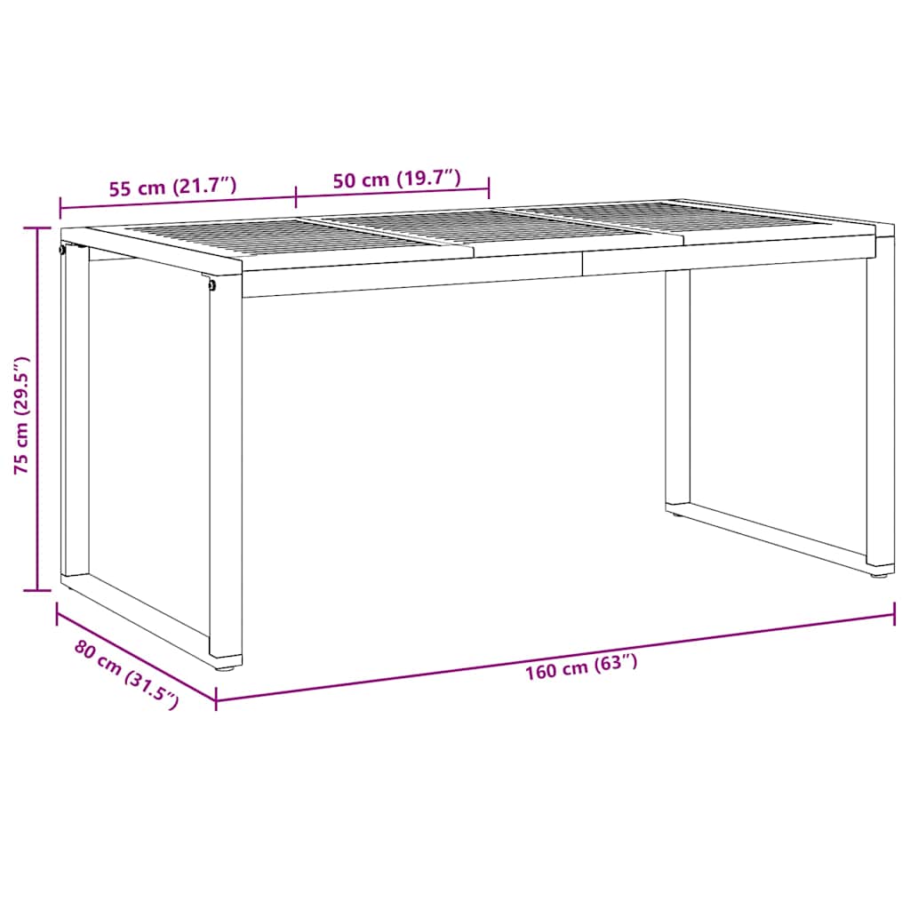Tavolo da Giardino Grigio 160 x 80 x 75 cm | homemem39