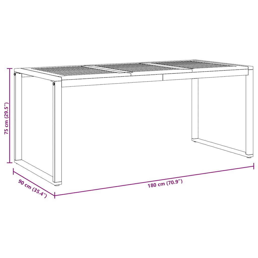 Tavolo da Giardino Grigio 180 x 90 x 75 cm