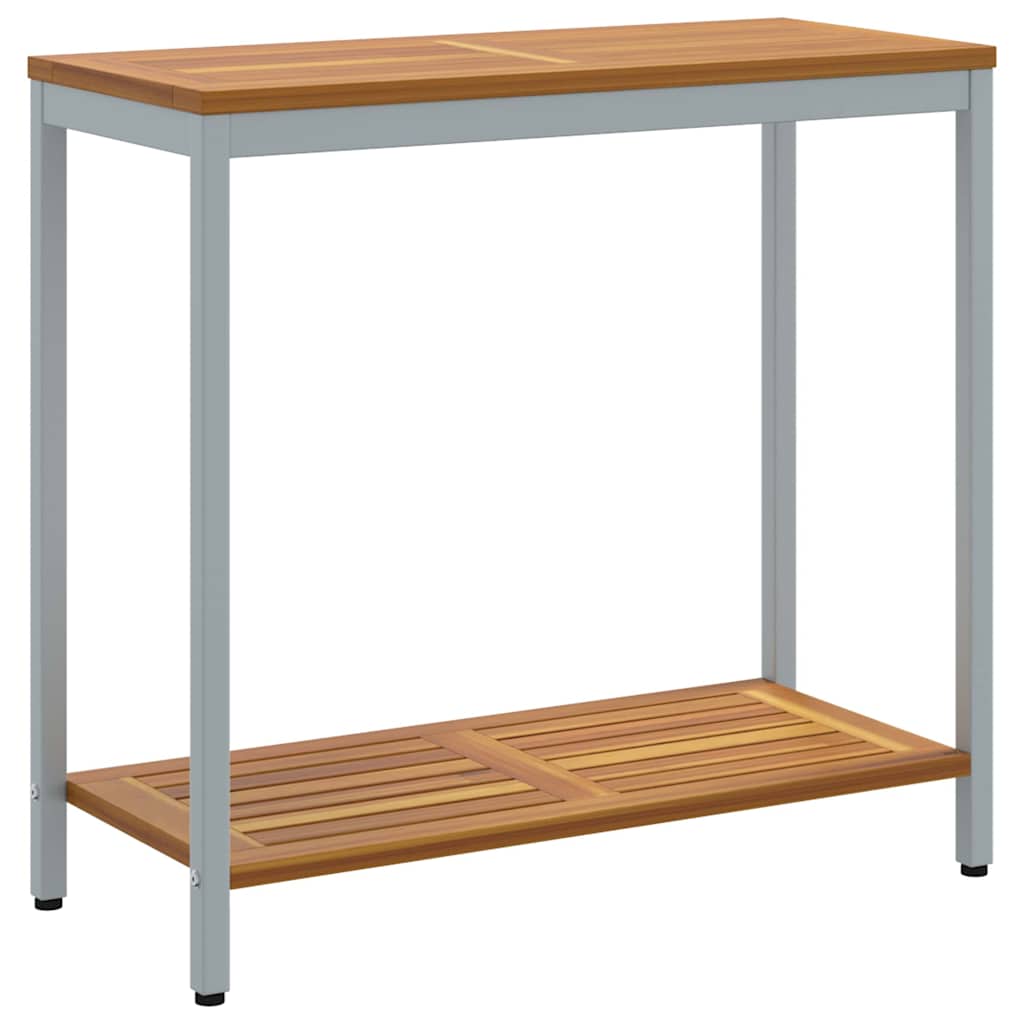 Tavolo da Esterno Naturale e Grigio 80 x 35 x 75 cm