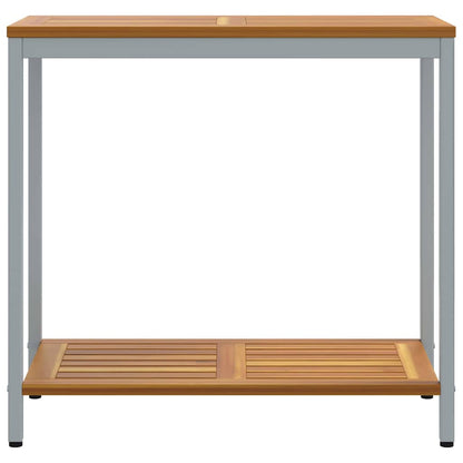 Tavolo da Esterno Naturale e Grigio 80 x 35 x 75 cm