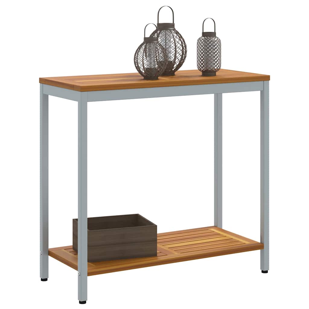 Tavolo da Esterno Naturale e Grigio 80 x 35 x 75 cm
