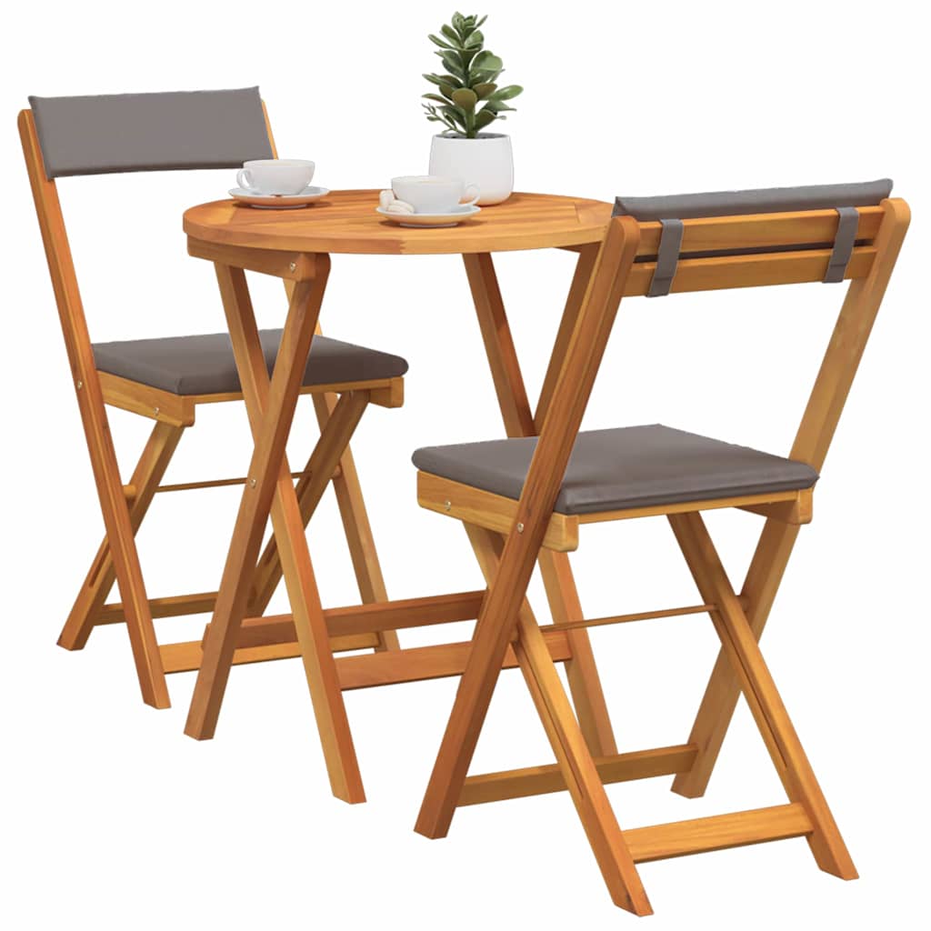Set da Pranzo per Giardino con cuscino 3 pcs Olio Naturale