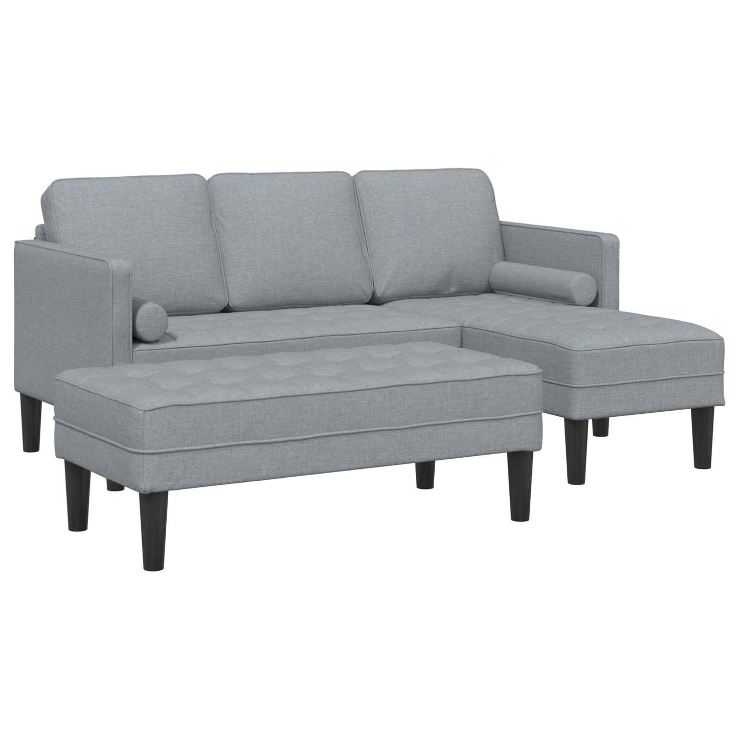 Set di divani con cuscino 2 pcs Grigio chiaro Poliestere