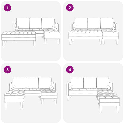 Set di divani con cuscino 2 pcs Grigio chiaro Poliestere