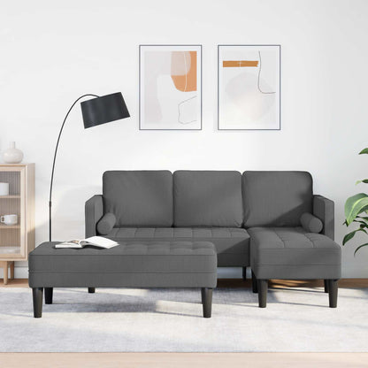 Set di divani con cuscino 2 pcs Grigio scuro Poliestere | homemem39