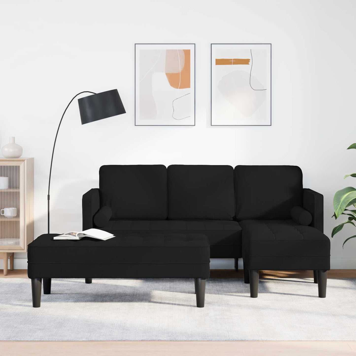 Set di divani con cuscino 2 pcs Nero Poliestere | homemem39