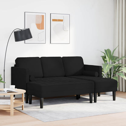 Set di divani con cuscino 2 pcs Nero Poliestere