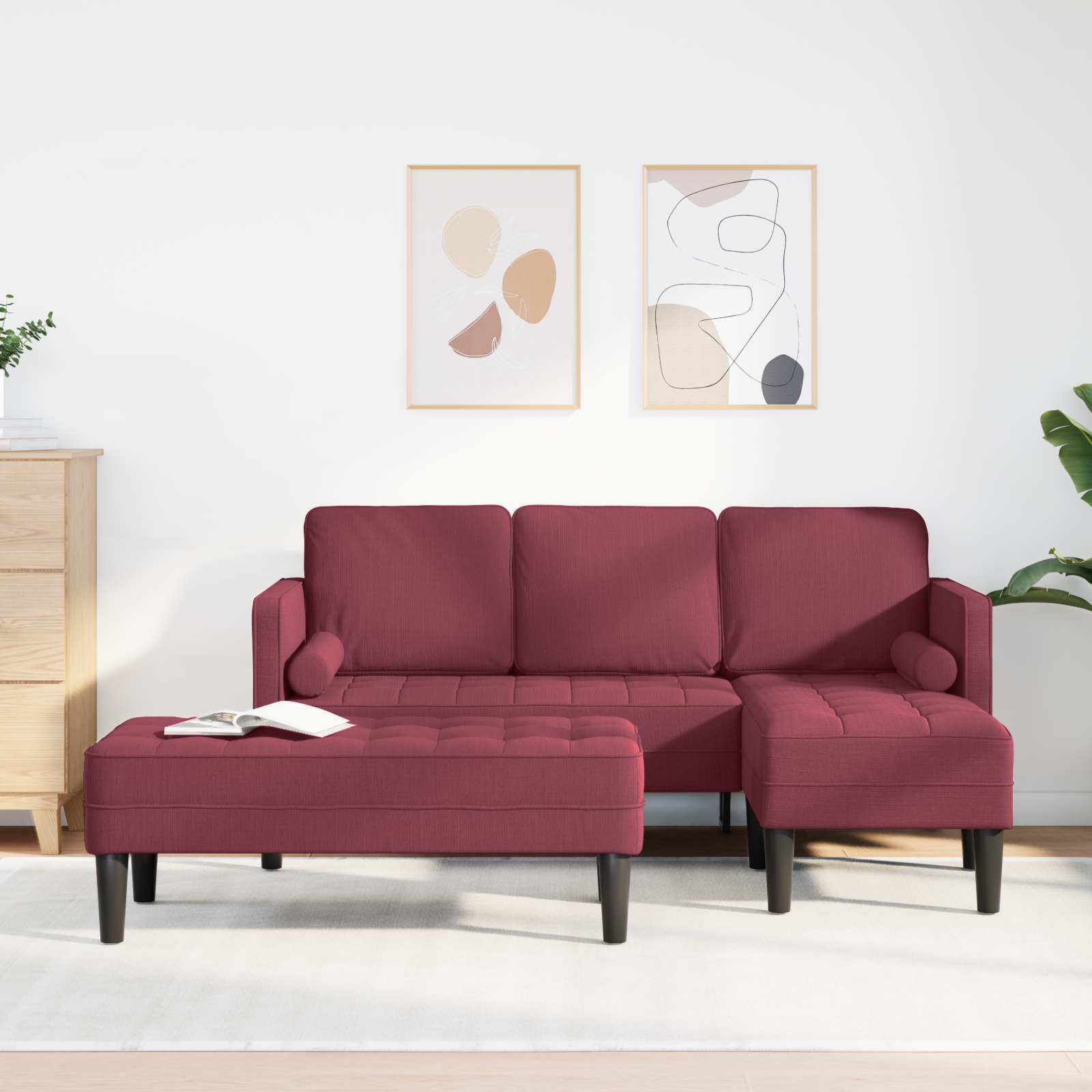 Set di divani con cuscino 2 pcs Rosso Vino Poliestere | homemem39