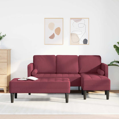 Set di divani con cuscino 2 pcs Rosso Vino Poliestere | homemem39
