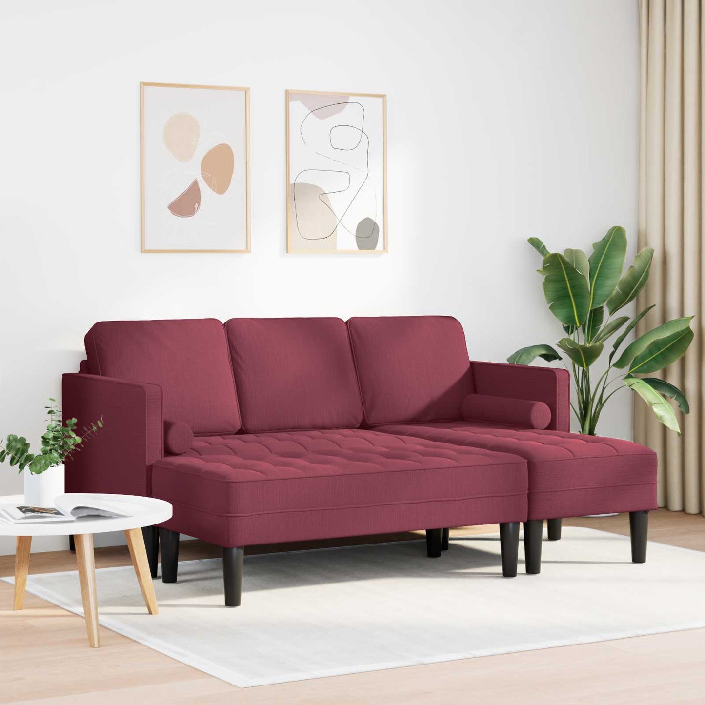 Set di divani con cuscino 2 pcs Rosso Vino Poliestere