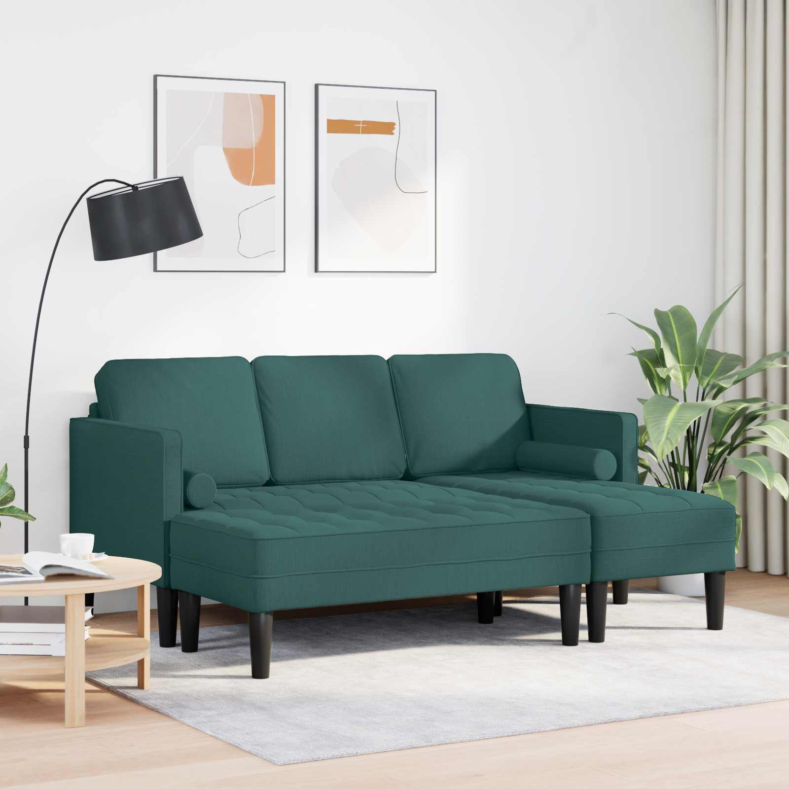 Set di divani con cuscino 2 pcs Verde Scuro Poliestere | homemem39