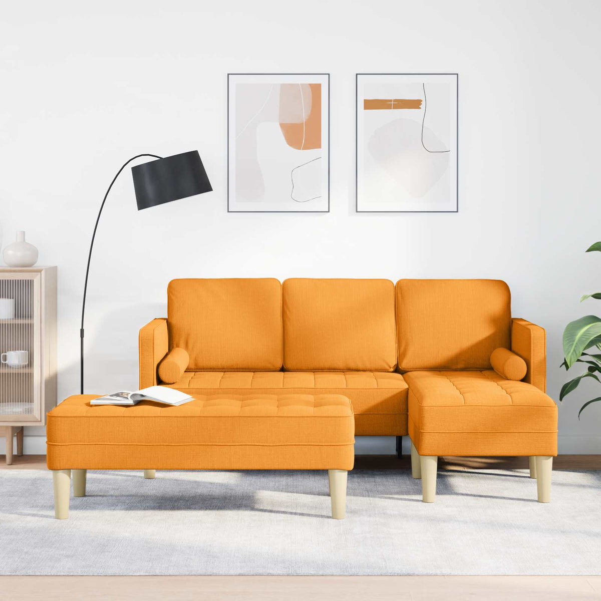 Set di divani 2 pz Giallo Scuro Poliestere | homemem39