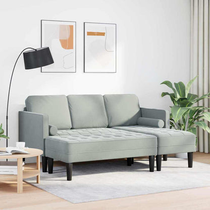 Set di divani con cuscino 2 pcs Grigio chiaro Poliestere