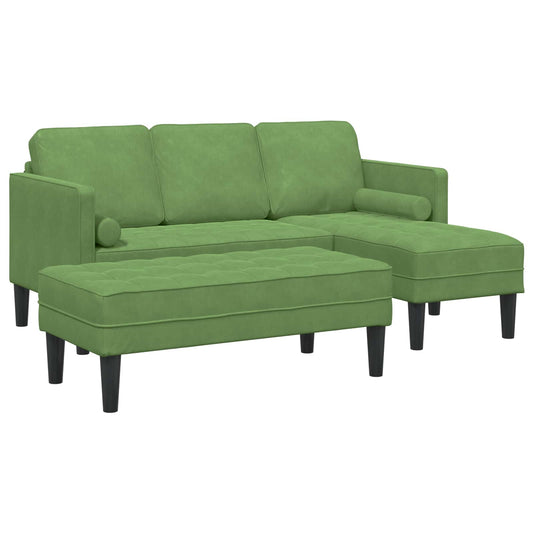 Set di divani con cuscino 2 pcs Verde chiaro Poliestere