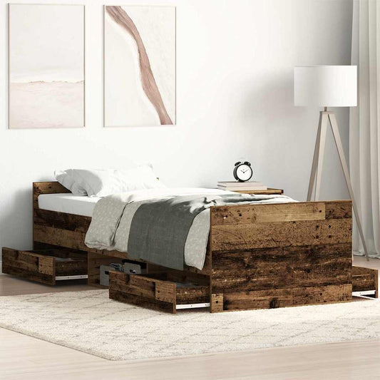 Struttura del letto con cassetto Legno vecchio 193 x 78 x 50 cm - homemem39