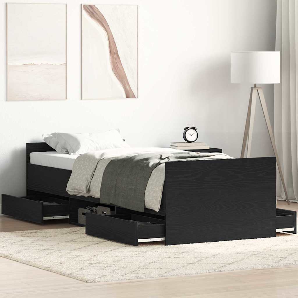 Struttura del letto con testiera Rovere Nero 193 x 78 x 50 cm | homemem39