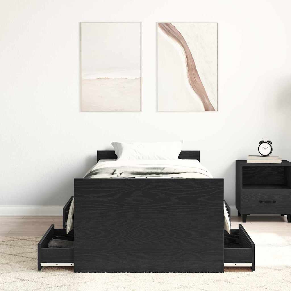 Struttura del letto con testiera Rovere Nero 193 x 78 x 50 cm | homemem39
