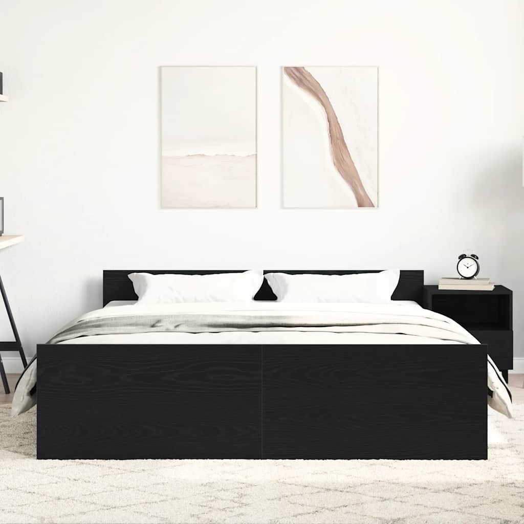 Giroletto senza Materasso Rovere Nero 160x200 cm Truciolato | homemem39